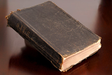 Image showing Very old family bible resting on table