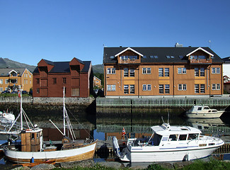 Image showing Harbor - postcard from Norway