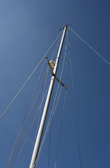 Image showing looking up at the mast of a yacht