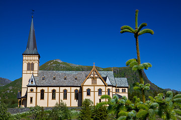 Image showing Picturesque Lofoten cathedral
