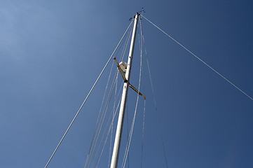 Image showing looking up at the mast of a yacht