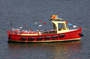 Image showing small wooden motor boat
