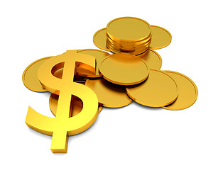 Image showing Dollar sign and coins