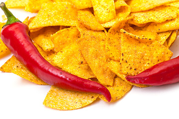 Image showing Spicy Corn Chips with Chilli Pepper