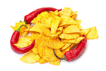 Image showing Spicy Corn Chips with Chilli Pepper