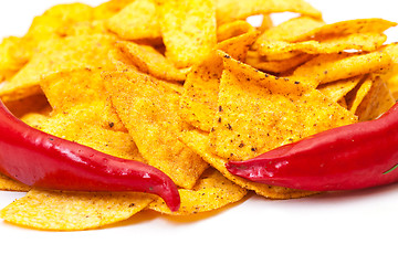 Image showing Spicy Corn Chips with Chilli Pepper