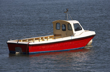 Image showing small wooden motor boat