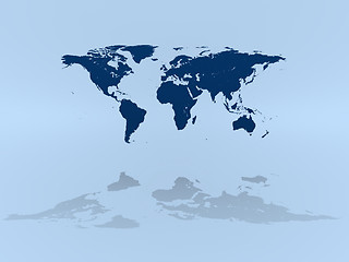 Image showing World map on blue