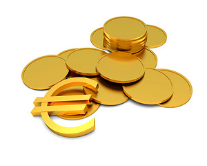 Image showing Euro sign and coins