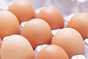 Image showing Eggs arrange in a box