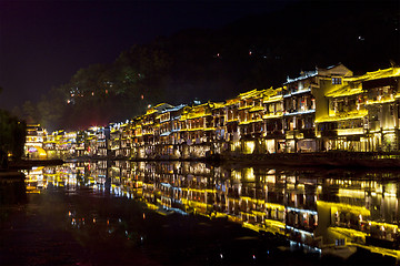 Image showing Fenghuang ancient town at night