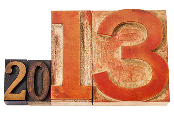 Image showing year 2013 in wood type