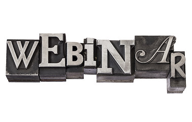 Image showing webinar in metal type