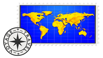 Image showing Stamp and world map