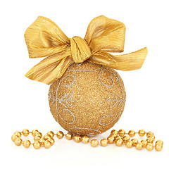 Image showing Gold Sparkling Bauble