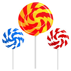 Image showing round shape lollipops on white background
