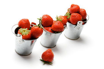 Image showing Three Buckets with Strawberry
