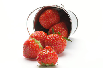 Image showing Strawberry Scattered from Bucket