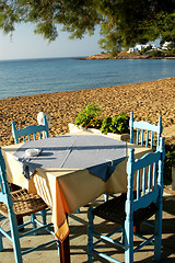Image showing beach side dining in greece