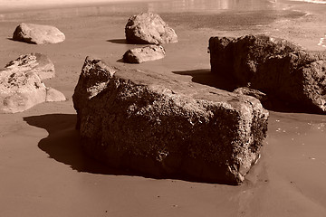 Image showing large boulders on the ocean shore