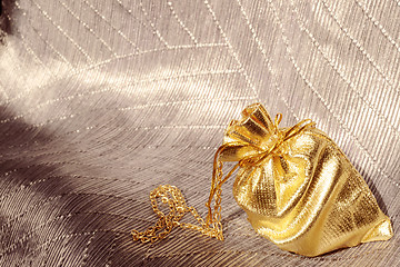 Image showing Gift bag with gold chain