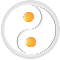 Image showing Yin-yang symbol made from fried eggs on plate