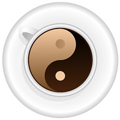 Image showing Cup of coffee with Yin Yang symbol