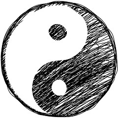 Image showing Doodle yin-yang symbol