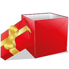Image showing lixury red gift box with gold bow