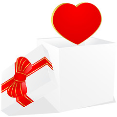 Image showing white gift bow with ribbon bow and red heart