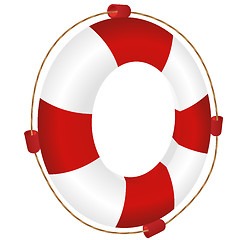 Image showing red ring-buoy with rope