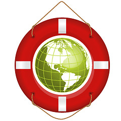 Image showing globe and lifesaver