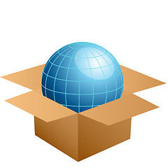 Image showing globe in cardboard box