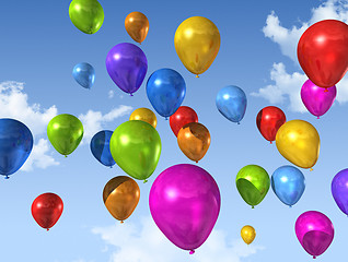 Image showing colored balloons on a blue sky