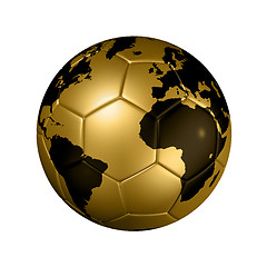 Image showing Gold soccer football ball World globe