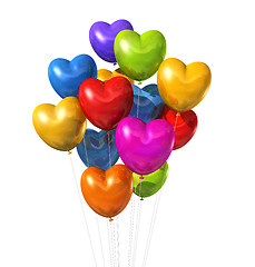 Image showing colored heart shape balloons isolated on white