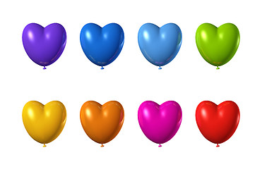 Image showing colored heart shape balloons set isolated on white