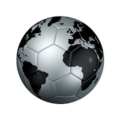 Image showing Silver soccer football ball World globe