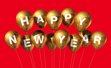 Image showing gold happy new year balloons