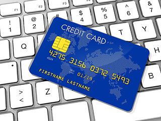 Image showing Credit card on a computer keyboard