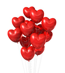 Image showing red heart shaped balloons isolated on white