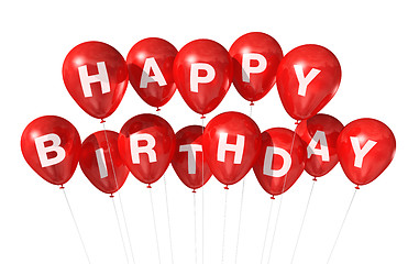 Image showing Red Happy Birthday balloons