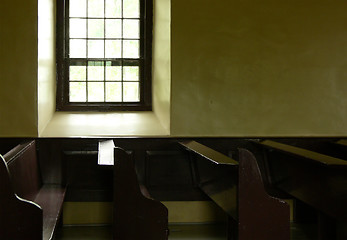 Image showing Church Window and Pews