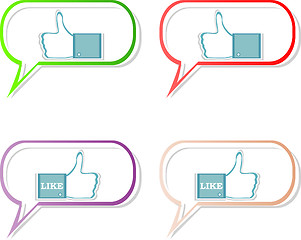 Image showing social media sharing icon set - Like hand in speech bubble