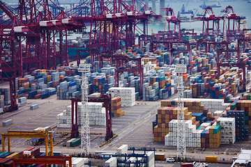 Image showing busy port in Hong Kong