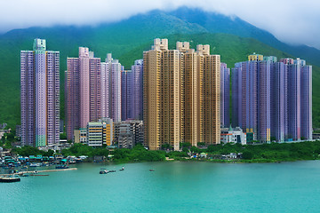 Image showing Hong Kong skyscrapers near the sea