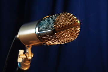 Image showing golden  microphone close up