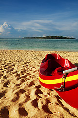 Image showing kayak on the sandy beach