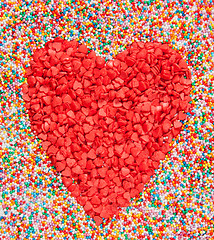 Image showing Heart shape made of candies