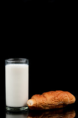 Image showing Milk and croissant